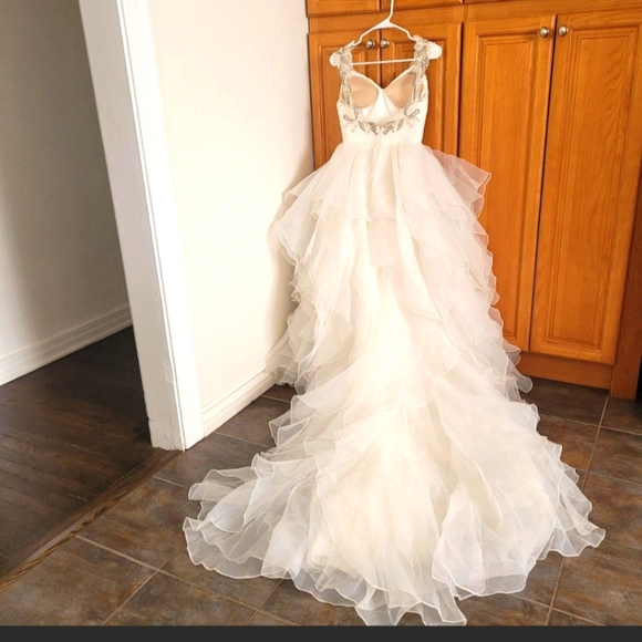 Moonlight beaded aline tulle with ruffles bridal wedding dress - Picture 3 of 8